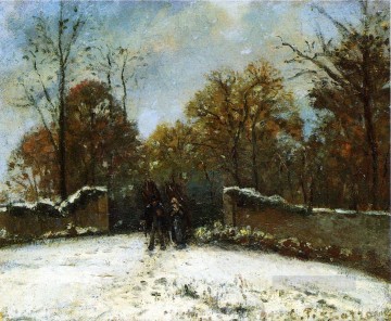 カミーユ・ピサロ Painting - マルリー雪の森に入る カミーユ・ピサロ